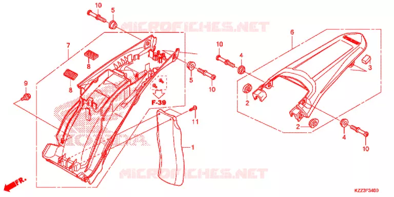 ACHTER STROOMLIJNKAP Honda MOTO 250 CRF 2015  CRF250MF