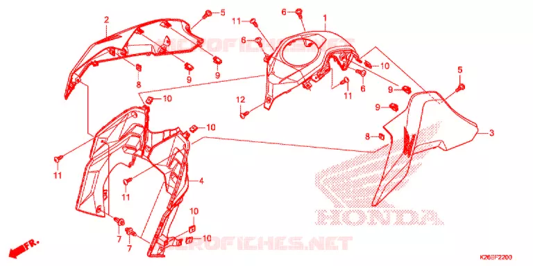 DEKBAND/VENTILATOR AFDEKKING Honda MOTO 125 MSX 2017  MSX125H