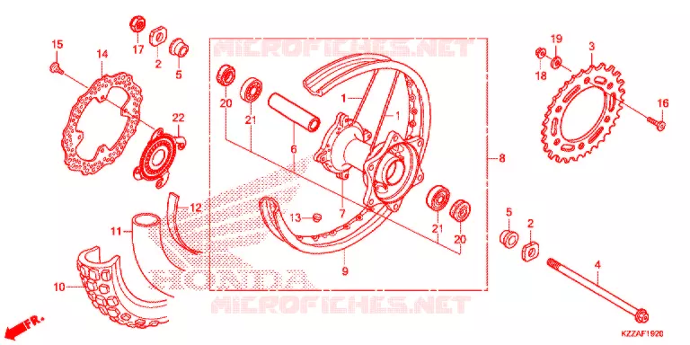 ACHTER WIEL Honda MOTO 250 CRF 2018  CRF250RLAJ