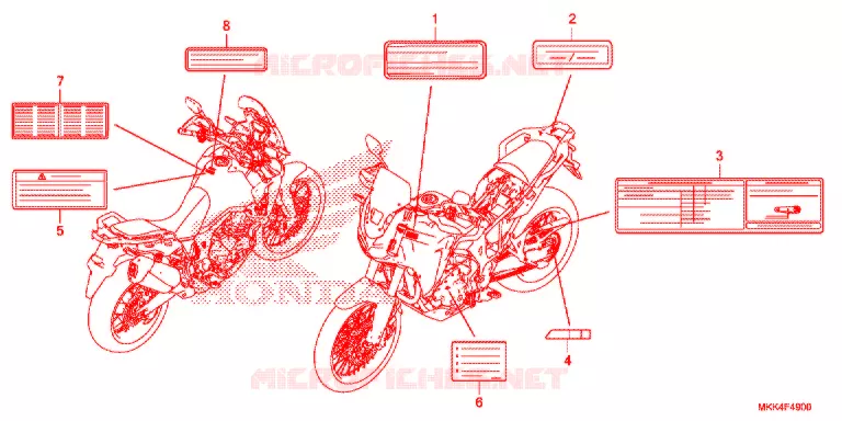 WAARSCHUWINGSLABEL (CRF1000A/D) Honda MOTO 1000 AFRICA-TWIN 2018  CRF1000DJ