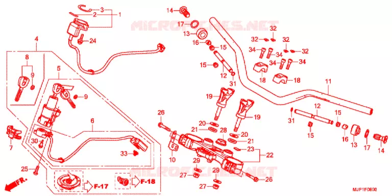 HENDEL PIJP/BOVENSTE BRUG/ STURING STANG Honda MOTO 1000 AFRICA-TWIN 2016  CRF1000DG