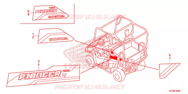 EMBLEEM/STREEP Honda ATV 700 PIONEER 2018  SXS700M4PH