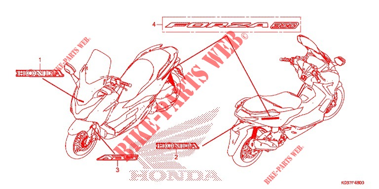 EMBLEEM/STREEP voor Honda FORZA 300 ABS 2019