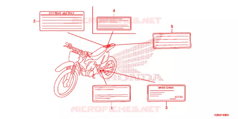 WAARSCHUWINGSLABEL Honda MOTO 125 CRF 2018  CRF125FJ