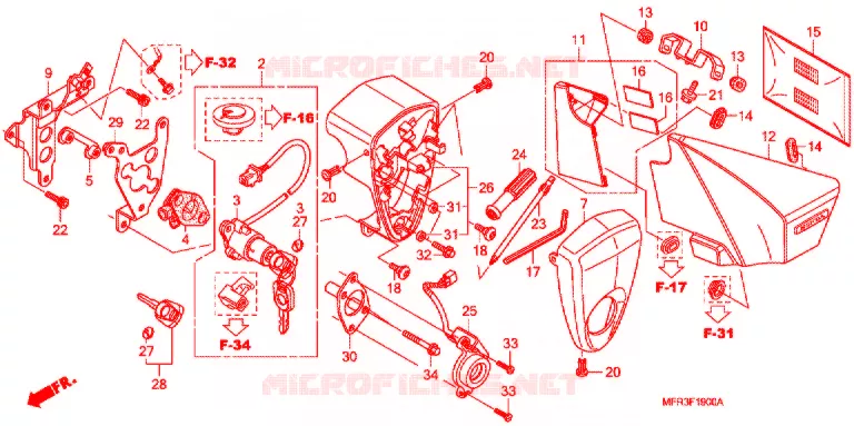 ZIJ-AFDEKKING/GEREEDSCHAP/COMBINATIESCHAKELAAR Honda MOTO 1300 VT 2012  VT1300CXAA