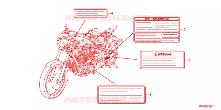 WAARSCHUWINGSLABEL Honda MOTO 1300 VT 2018  VT1300CXJ