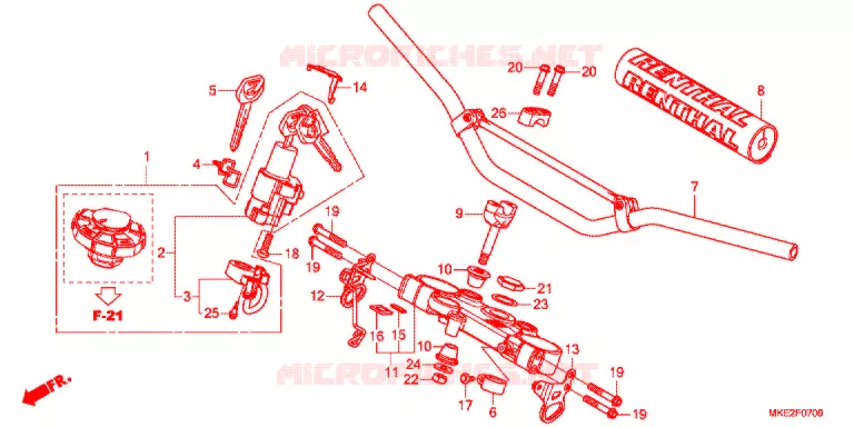 HENDEL PIJP/BOVENSTE BRUG/ STURING STANG Honda MOTO 450 CRF 2019  CRF450LK
