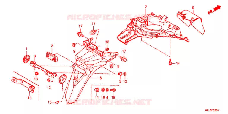 ACHTER STROOMLIJNKAP Honda SCOOTER 110 VISION 2014  NSC110WHE
