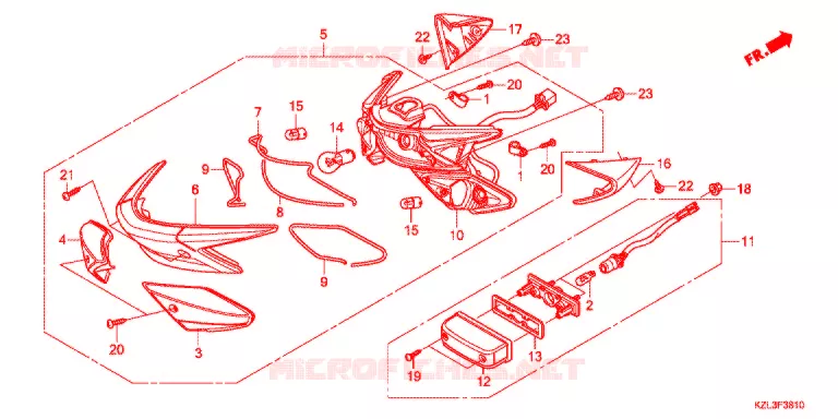 ACHTERSPATBORD  Honda SCOOTER 110 VISION 2014  NSC110WHE