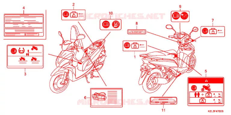WAARSCHUWINGSLABEL Honda SCOOTER 110 DIO 2014  NSC110WHE