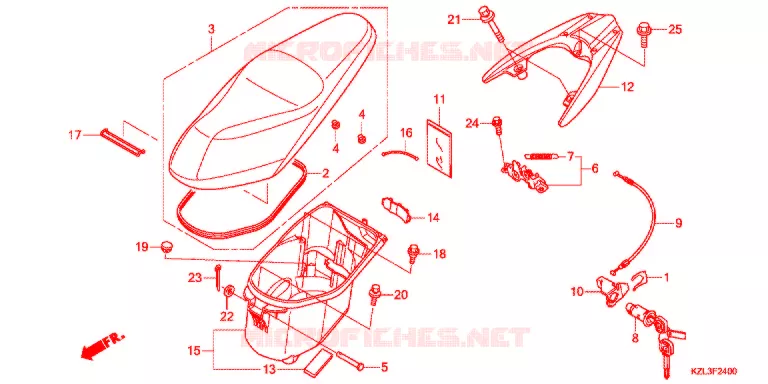 ZITTING/BAGAGEBOX Honda SCOOTER 110 VISION 2014  NSC110WHE