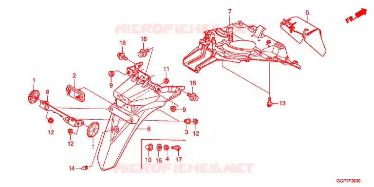 ACHTERSPATBORD  (NSC50/MPD/WH) Honda SCOOTER 50 VISION 2012  NSC50MPDC