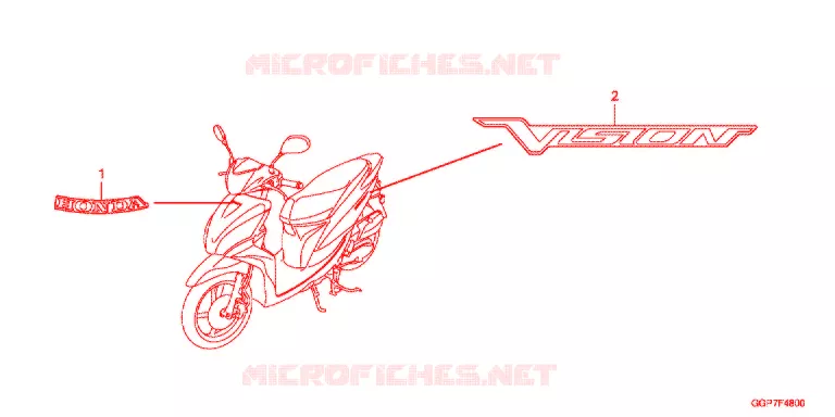 EMBLEEM/STREEP (NSC50/MPD/WH) Honda SCOOTER 50 VISION 2012  NSC50MPDC