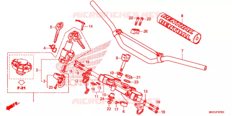 HENDEL PIJP/BOVENSTE BRUG/ STURING STANG Honda MOTO 450 CRF 2019  CRF450LK