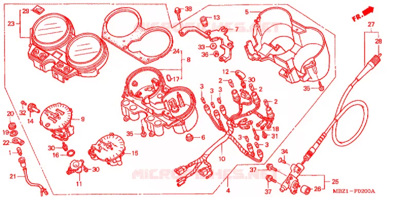 COMBINATIEMETER (CB600FW/X) Honda MOTO 600 HORNET 1998  CB600FW