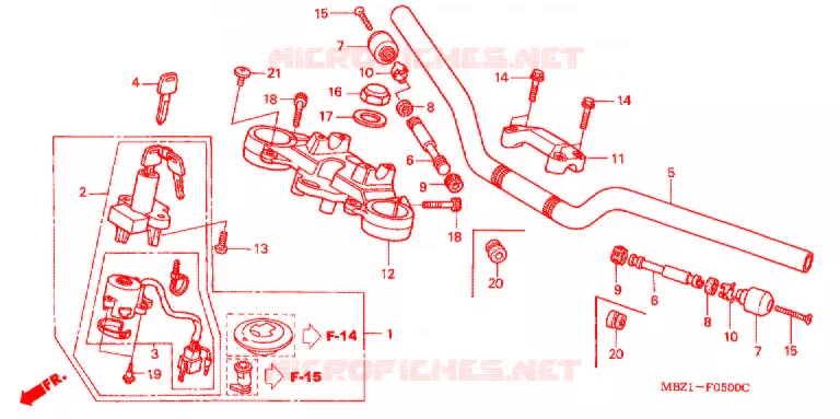 HENDEL PIJP/BOVENSTE BRUG/ STURING STANG Honda MOTO 600 HORNET 1998  CB600FW