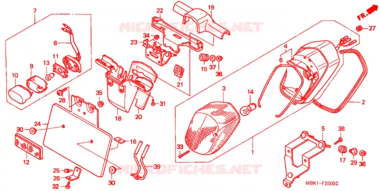 ACHTERLICHT/KENTEKEN LICHT Honda MOTO 400 SHADOW 1999  NV400C2X