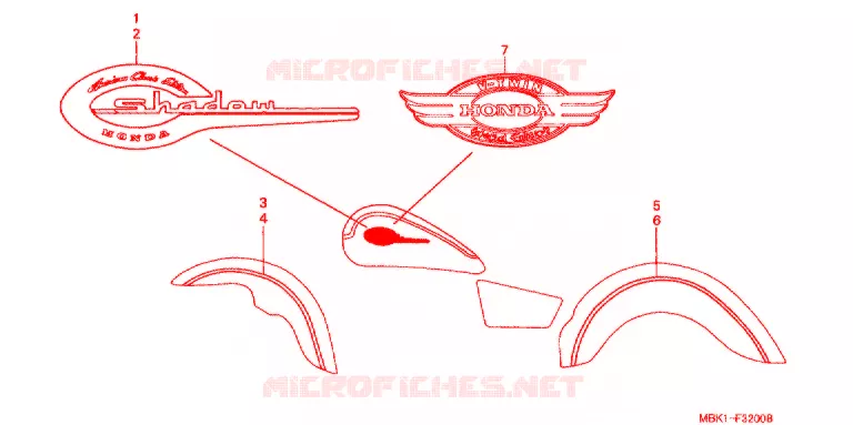 EMBLEEM/STREEP Honda MOTO 400 SHADOW 1999  NV400C2X