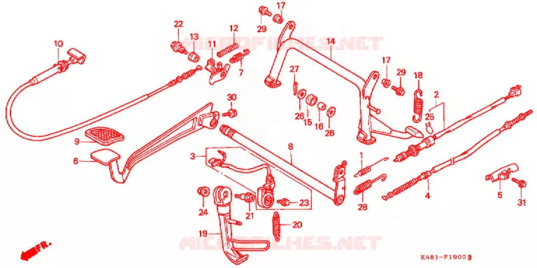 STANDAARD/REMPEDAAL Honda SCOOTER 250 FREEWAY 1992  CH250K