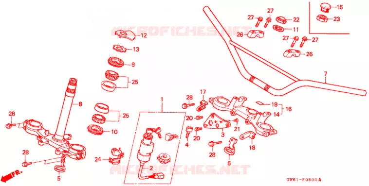 STUUR - TOPVORK TEE Honda MOTO 80 CRM 1989  CRM80J