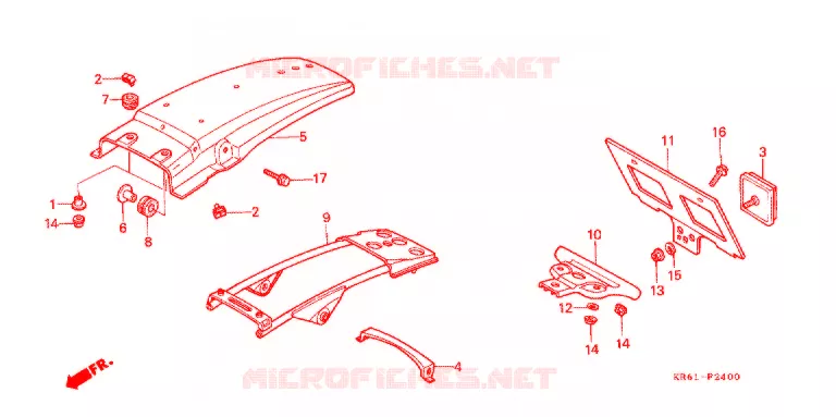 ACHTERSPATBORD  (1) (XLR250RF/R2F) Honda MOTO 250 XL 1986  XLR250R2F