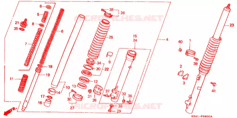 VOOR VORK (1) (RF/R2F/RH/R3J/RK/RL/R3L) Honda MOTO 250 XL 1986  XLR250R2F
