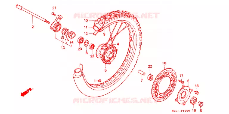 VOORWIEL (1) (RF/R2F/RH/R3J/RK/RL/R3L) Honda MOTO 250 XL 1986  XLR250RF