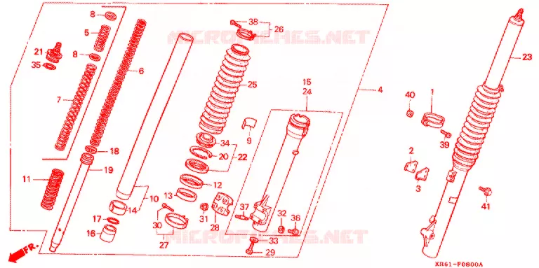 VOOR VORK (1) (RF/R2F/RH/R3J/RK/RL/R3L) Honda MOTO 250 XL 1987  XLR250RH