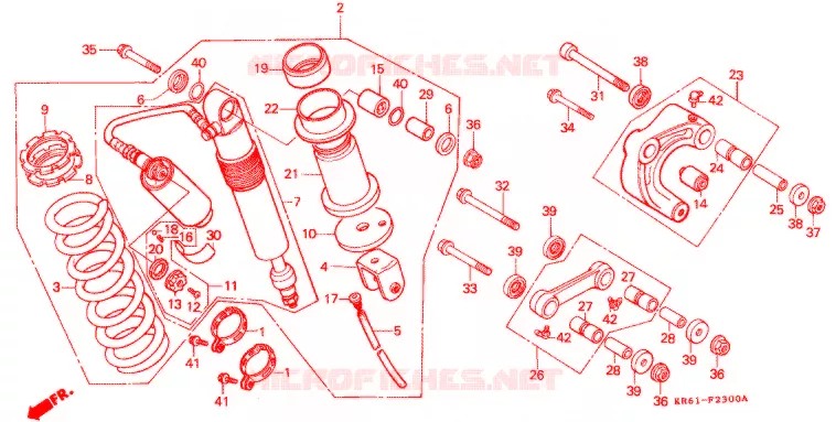 ACHTER SCHOKBREKER (1) (RF/R2F/RH/R3J/RK/RL/R3L) Honda MOTO 250 XL 1989  XLR250RK