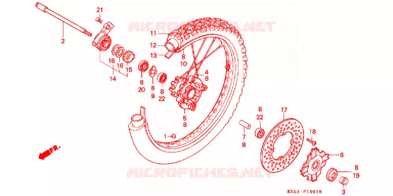 VOORWIEL (2) (RM/R3M/RN/R3N/RP/RR/R3R) Honda MOTO 250 XL 1992  XLR250RN