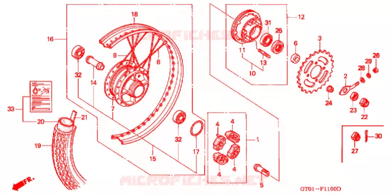 ACHTER WIEL Honda MOTO 70 CUB 1994  C70DP