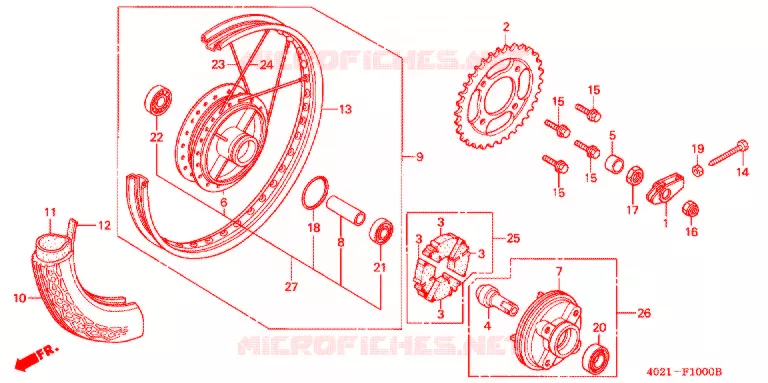 ACHTER WIEL Honda MOTO 125 CD 1993  CD125TP