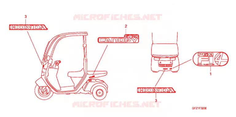EMBLEEM/STREEP Honda SCOOTER 50 GYRO 2009  TC508