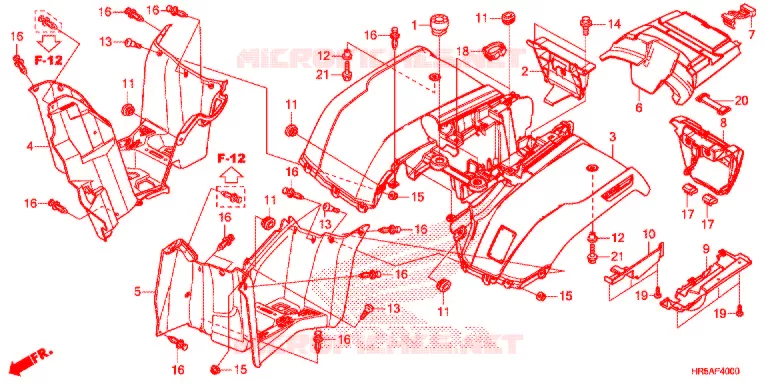 ACHTER STROOMLIJNKAP Honda ATV 500 FOURTRAX 2019  TRX500FM6K