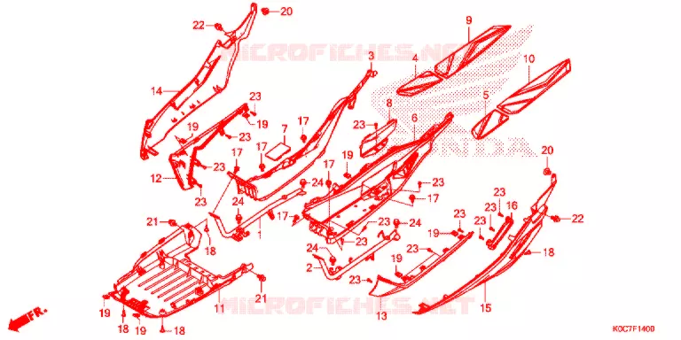 ZIJDE ROK/MIDDEN AFDEKKING Honda SCOOTER 250 FORZA 2020  NSS250AK