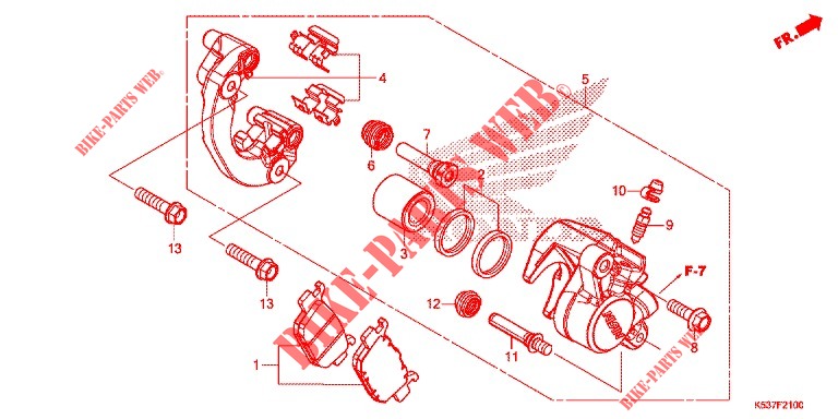 ACHTER REMKLAUW voor Honda SH 300 I ABS Tiêu chuẩn, Standard ED 2019