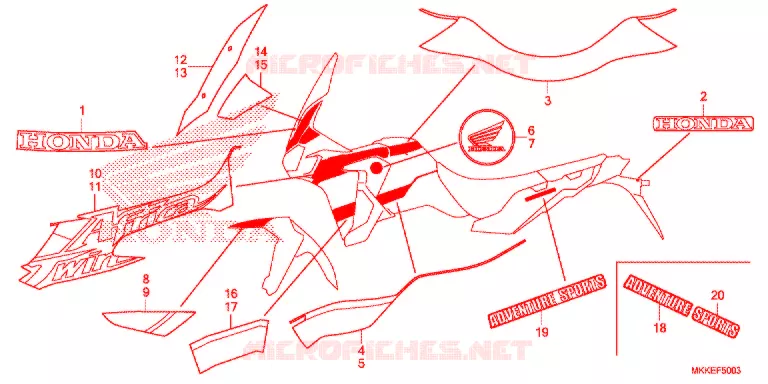 EMBLEEM/STREEP (4) Honda MOTO 1000 AFRICA-TWIN 2019  CRF1000A2K