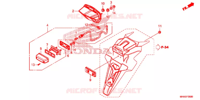 ACHTERLICHT/KENTEKEN LICHT Honda MOTO 1000 AFRICA-TWIN 2019  CRF1000DL2K