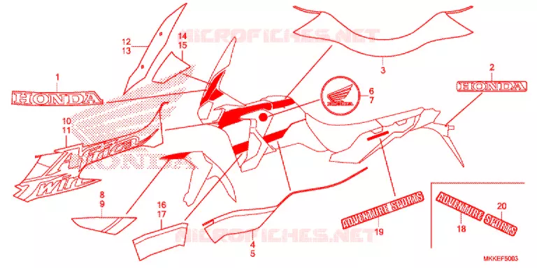 EMBLEEM/STREEP (4) Honda MOTO 1000 AFRICA-TWIN 2019  CRF1000DL2K
