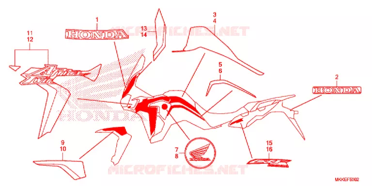 EMBLEEM/STREEP (3) Honda MOTO 1000 AFRICA-TWIN 2019  CRF1000DLK