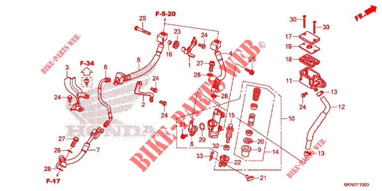 ACHTER REM HOOFD CILINDER voor Honda CBR 650 R 2020