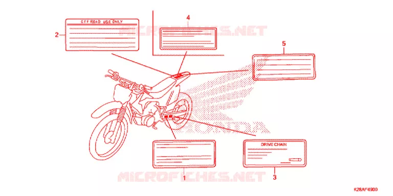 WAARSCHUWINGSLABEL Honda MOTO 125 CRF 2019  CRF125FBK