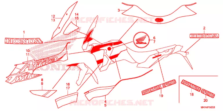 EMBLEEM/STREEP (4) Honda MOTO 1000 AFRICA-TWIN 2019  CRF1000D2K
