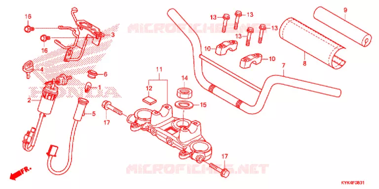 HENDEL PIJP/BOVENSTE BRUG/ STURING STANG (CRF110F'19) Honda MOTO 110 CRF 2019  CRF110FK