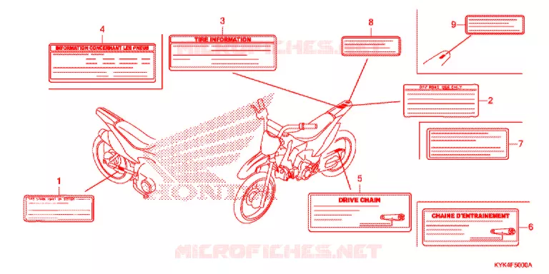 WAARSCHUWINGSLABEL Honda MOTO 110 CRF 2019  CRF110FK