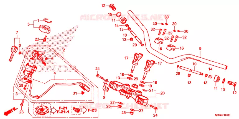 HENDEL PIJP/BOVENSTE BRUG/ STURING STANG Honda MOTO 1000 AFRICA-TWIN 2019  CRF1000A2K