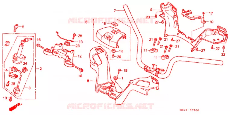 HENDEL PIJP/BOVENSTE BRUG/ STURING STANG Honda MOTO 800 PC800 1993  PC800R