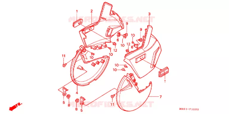 VOOR STROOMLIJNKAP/ VOOR SCHIJF AFDEKKING Honda MOTO 800 PC800 1997  PC800T