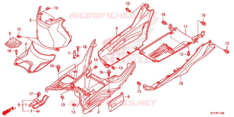 ZIJDE ROK/MIDDEN AFDEKKING Honda SCOOTER 150 SH 2019  SH150ADK