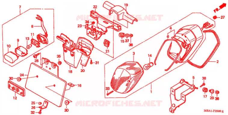 ACHTERLICHT/KENTEKEN LICHT Honda MOTO 750 SHADOW 2000  NV750C2X